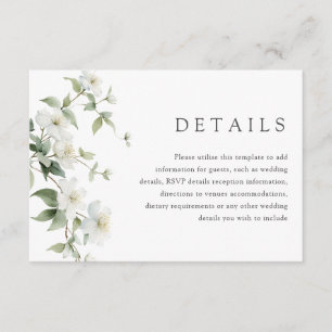 Elegante botanische Wildblumen-Hochzeitsdetails Begleitkarte