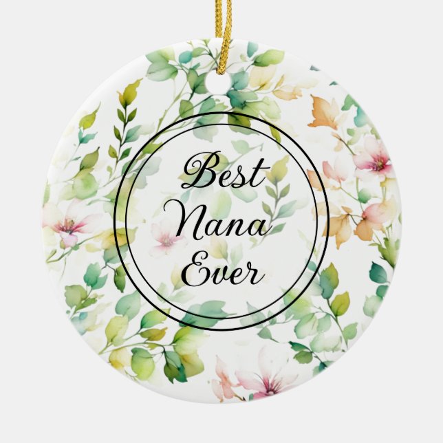 Elegante botanische Wildblumen Keramik Ornament (Vorne)