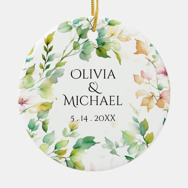 Elegante botanische Wildblumen Keramik Ornament (Vorne)