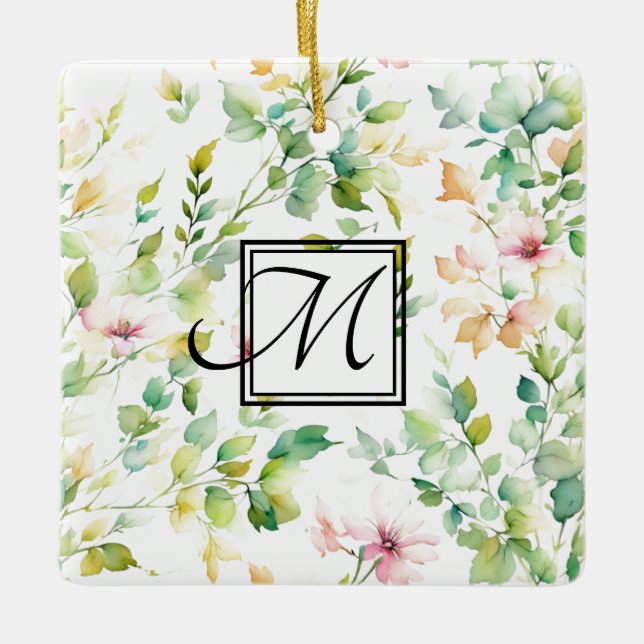 Elegante botanische Wildblumen Keramikornament (Vorderseite)