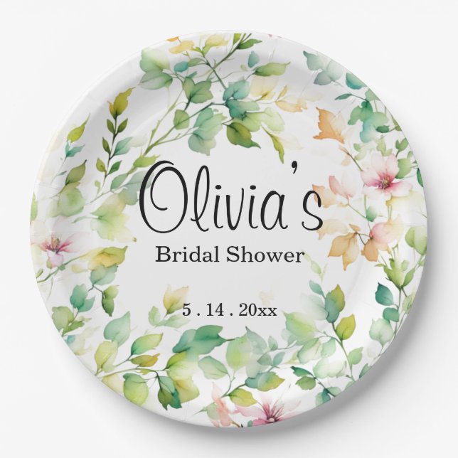 Elegante botanische Wildblumen Pappteller (Vorderseite)