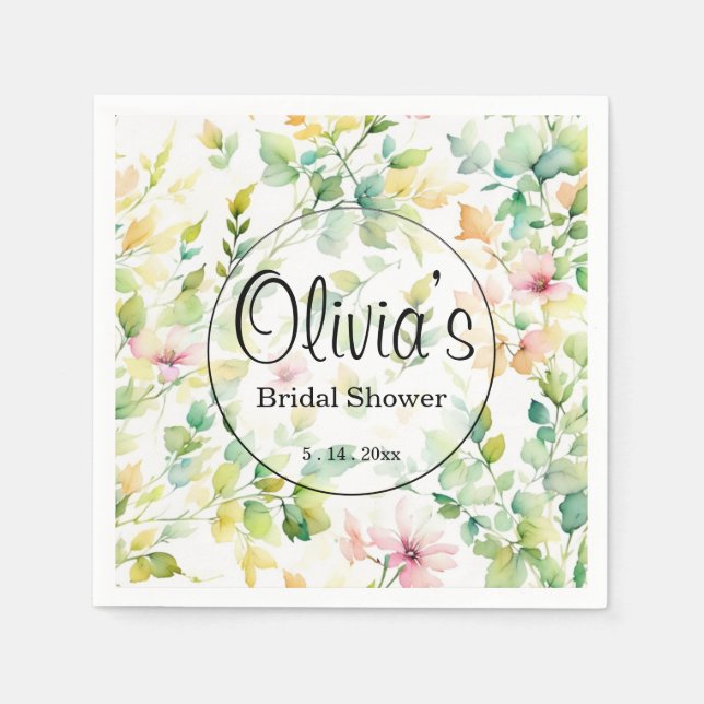 Elegante botanische Wildblumen Serviette (Vorderseite)