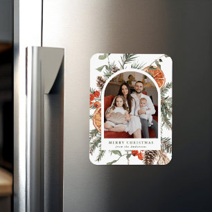 Elegante botanische Zitrus-Bogen-Feiertagsfoto Magnet