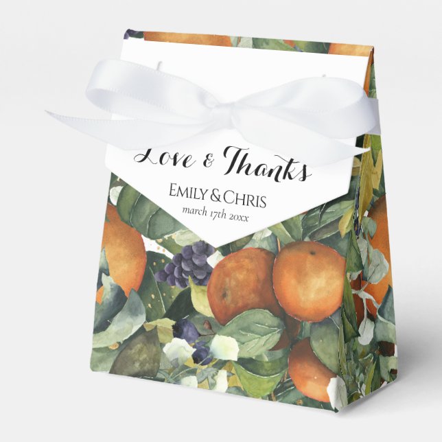 Elegante Botanische Zitrusfrüchte Hochzeit Geschenkschachtel (Vorderseite)