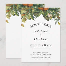 Elegante Botanische Zitrusfrüchte Hochzeit Save The Date