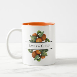 Elegante botanische Zitrusgrün Zweifarbige Tasse