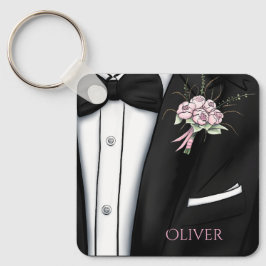 Elegante Boutonniere für den Bräutigam Schlüsselanhänger