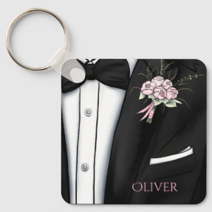 Elegante Boutonniere für den Bräutigam Schlüsselanhänger