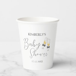 Elegante Bow Champagne Stripe Sip & See Baby Dusch Pappbecher