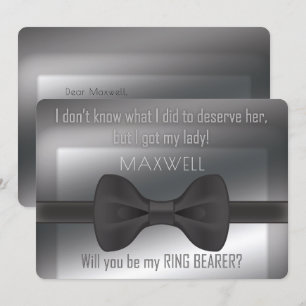 Elegante Bowtie wirst du mein Ringträger sein Einladung