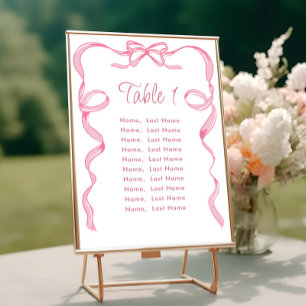 Elegante BPink Bow Tischnummer Cards Sitzkarte