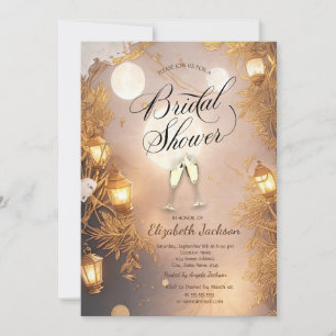 Elegante Branches Rustikales LaternenBrautparty Einladung