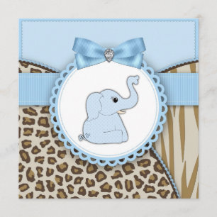 Elegante Braun und Blue Elephant Baby Dusche Einladung