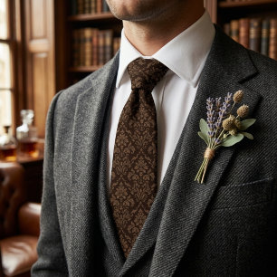 Elegante braune Damast-Klassiker-Herren-Krawatte Krawatte
