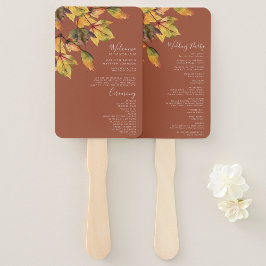 Elegante braune goldgelbe Herbstblatthochzeit Fächer