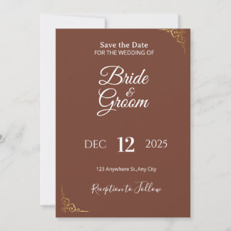 Elegante braune Hochzeitseinladung | Rustikal neut Einladung