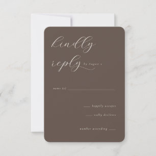Elegante braune Kalligrafie-RSVP RSVP Karte