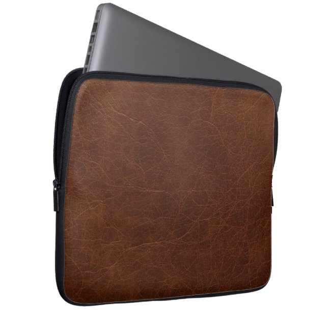 Elegante braune Lederoptik Laptopschutzhülle (Vorne Rechts)