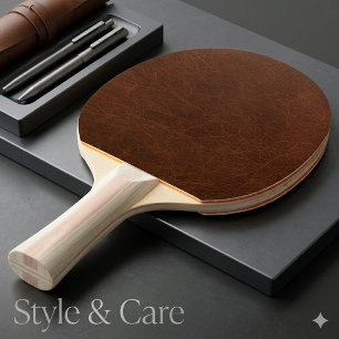 Elegante braune Lederoptik Tischtennis Schläger