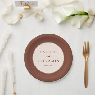 Elegante braune minimalistische Hochzeitsteller Pappteller