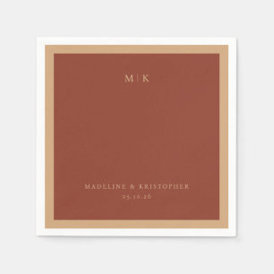 Elegante braune minimalistische Initialen Serviette