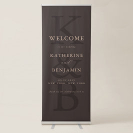 Elegante braune moderne Hochzeitsbegrüßung Ausziehbarer Banner