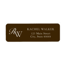 Elegante braune Monogramm-Rücksendeadresse