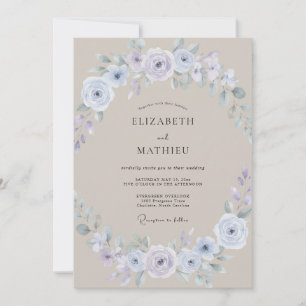 Elegante Braune Periwinkle-Blüten-Hochzeit Einladung