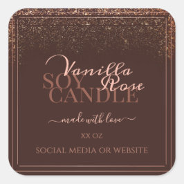 Elegante braune Produktverpackungsmarken Rose Gold Quadratischer Aufkleber