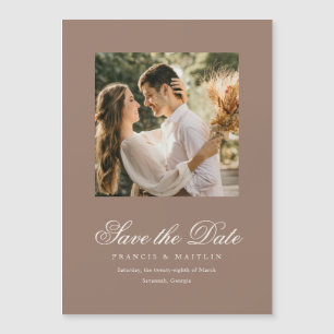 Elegante braune romantische Foto-Hochzeit Save the Magnetkarte