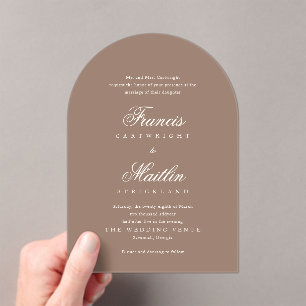 Elegante braune romantische Hochzeit Acryleinladungen