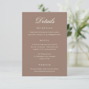 Elegante braune romantische Hochzeit Begleitkarte