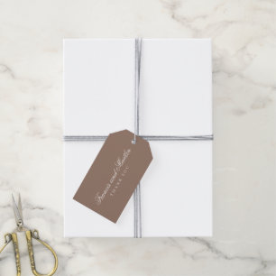 Elegante braune romantische Hochzeit Geschenkanhänger