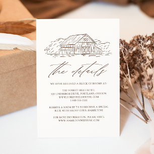 Elegante braune rustikale Scheunen-Hochzeitsdetail Begleitkarte
