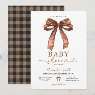 Elegante braune Schleife Coquette Babyparty Einfac Einladung