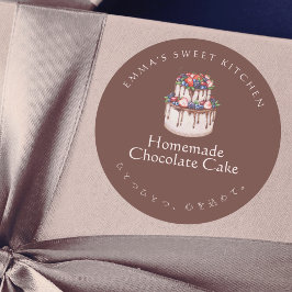 Elegante braune Schokoladen-Beeren-Torte Bäckerei  Runder Aufkleber
