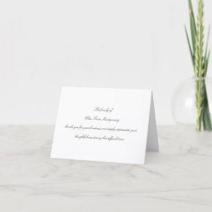Elegante braune Schrift Trauerfall-Anerkennung Dankeskarte