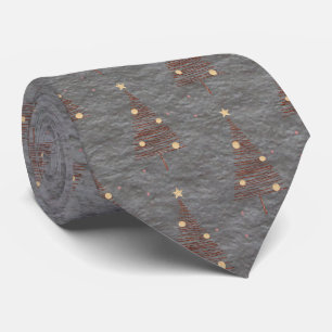 Elegante braune und grüne Weihnachtsbäume Stahlgra Krawatte