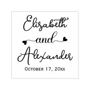 Elegante Braut Bräutigam Namen Hochzeit Kalligrafi Permastempel