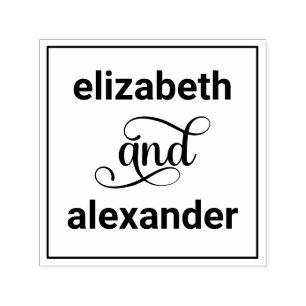 Elegante Braut Bräutigam Namen Hochzeit Typografie Permastempel