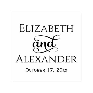 Elegante Braut Bräutigam Namen Hochzeit Typografie Permastempel