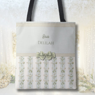 Elegante Braut Florale Streifen Kokette Schleife T