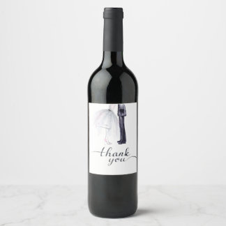 Elegante Braut & Groom Dance "Danke!" Weinlabel Weinetikett