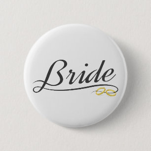 Elegante Braut Hochzeit Kalligrafie Pin Button