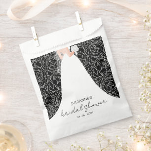 Elegante Braut im Schwarzen Brautparty Geschenktütchen