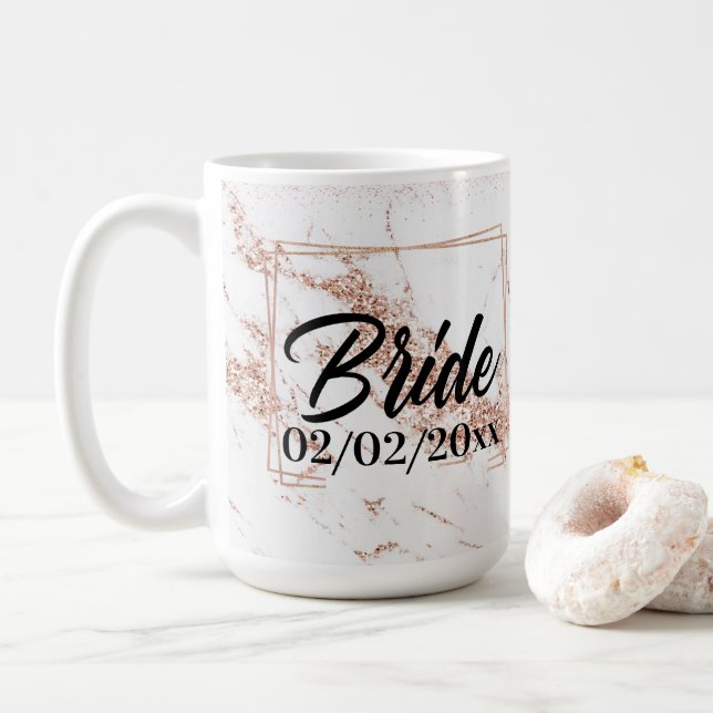 Elegante Braut: Rose Gold Celebration Kaffeetasse (Mit Donut)