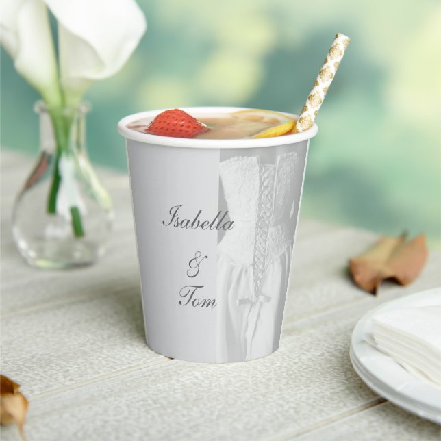 Elegante Braut-Script-Hochzeitsfeier Pappbecher (In Situ)