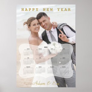 Elegante Braut und Bräutigam Foto Mini Kalender Poster