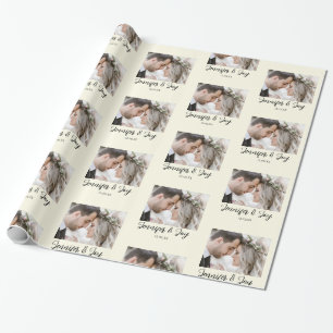Elegante Braut- und Bräutigamen & Foto Hochzeit Geschenkpapier