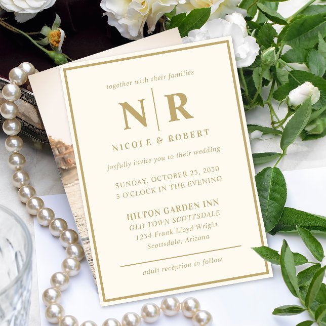 Elegante Braut- und Körperinitialen für Hochzeiten Einladung (Von Creator hochgeladen)